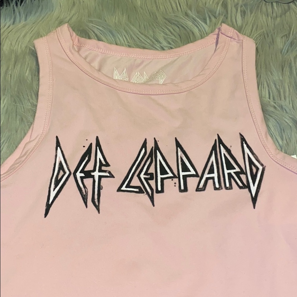 Pink Def Leppard tank top bodysuit